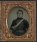 Unidentified soldier in Confederate uniform with D guard Bowie knife