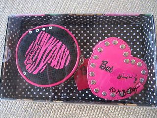 NEW♥ BETSEYVILLE PINK HEART Coin Purse Luggage TAG Sequins $48 