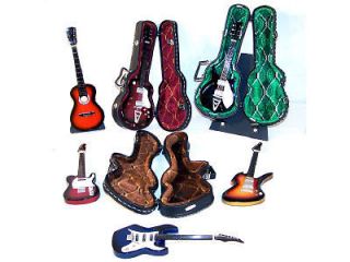 HAND CRAFTED WOODEN GUITARS W CASE guitar music decor