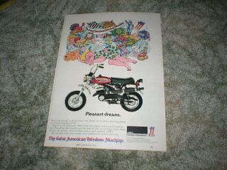 1974 HARLEY DAVIDSON X 90 ORIGINAL Mini Bike Motorcycle Ad Trailbike