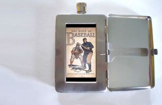 THE BOOK OF BASEBALL c1900 2oz Flask Cigarette Case ID Wallet