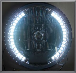 Crystal Headlight w/ White LED Angel Eye Halo Turn Signals Blinkers 