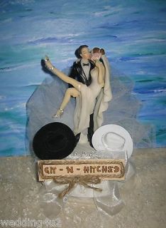 GIT N HITCHED HUMOROUS WEDDING WESTERN COWBOY HATS CAKE TOPPER