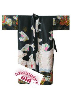 Black red blue Chinese Silk Womens Kimono Robe Gown