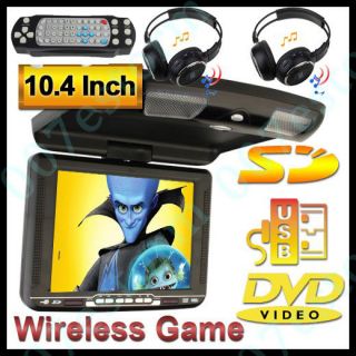   Flip Down Roof Mount Car Stereo DVD CD Player IR Handle IR Headphone