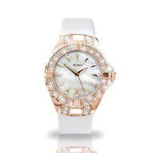 Ladies Seksy Sekonda Intense White Strap Pearl Dial Crystal Watch 4434 