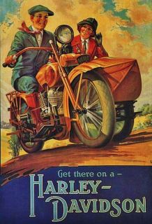   PHOTO AD HARLEY DAVIDSON MOTORCYCLE SIDECAR V TWIN AMERICAN BIKE