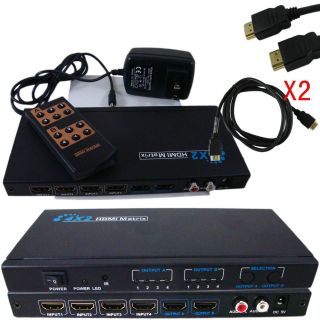   HDTV DVD PS3 Xbox 360,4 In 2 Out Matrix Switch Splitter+2 HDMI Cable