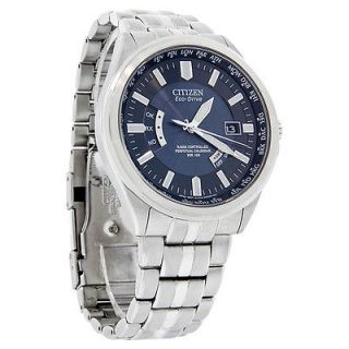   World Timer Mens Blue Stainless Steel Eco Drive Watch CB0010 53L