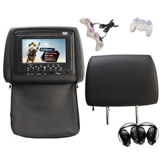 Black 2x7 Pillow Headrest In Car DVD Player Monitor Zipper Cover 2x 