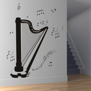 Harp Music Notes Instruments Wall Art Sticker Wall Decal Transfers