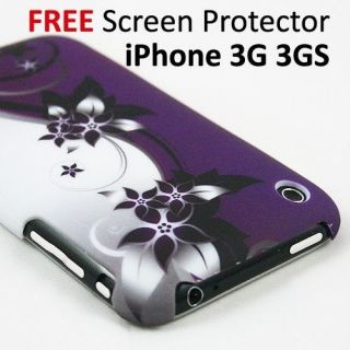Stylish iPhone 3G 3GS Case Purple Flower Design ultra thin hard cover 