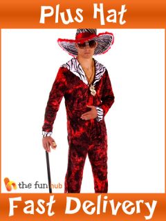  70S 1970S DADDY RED PIMP GANGSTER ADULT FANCY DRESS OUTFIT COSTUME 
