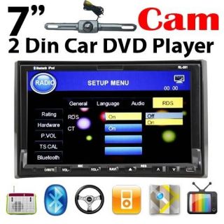 HD 2 Din 7Motorized LCD Car Stereo CD DVD Player Bluetooth Radio TV 