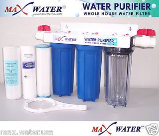   Whole House Water Filter, Sediment, Carbon, 3/4 ports + 2 PVC valves
