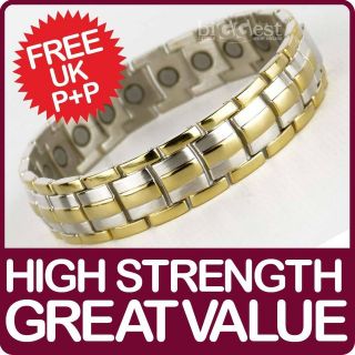 New Mens Stylish Magnetic Bracelet Bio Silver/Gold Look NdFeB 