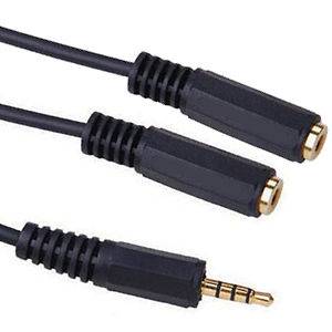 5mm 4 POLE Jack Y Splitter Plug to 2 x 3.5mm 4 Pole Sockets Cable 