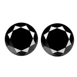   Round Brilliant Cut Certified Black Pair Loose Diamond Solitaire