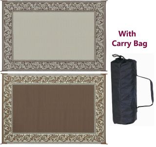 RV Camping Patio   Classical Mat RD7 Brown/Beige Reversible 6 x 9