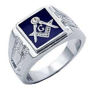   Masonic Blue Lodge Mason CZ Ring Size 9 ~~ Daily 99 Cent Deal