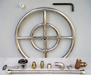 12 Stainless Steel FIRE PIT BURNER RING KIT Natural gas Fireglass 
