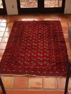 ANTIQUE BUKHARA wool rug, 5 1/2 by 8 1/2, fine condition