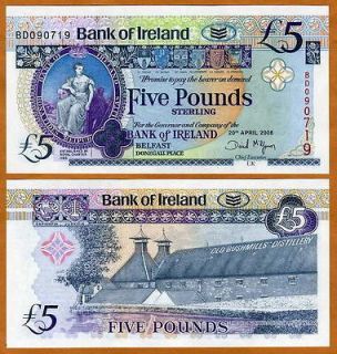 Bank of Ireland, Northern 5 pounds 2008, P 83, UNC
