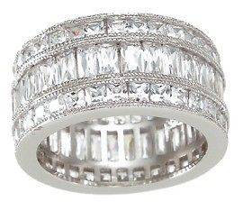 CARAT .925 STERLING SILVER TRIPLE ROW ETERNITY RING BAND SIZE 5,6,7 