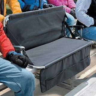 Folding 2 Person Stadium Bleacher Seat Chair Cushion w/Arms & Pockets