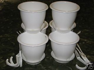 White Hanging Pots 4 1/2 in. ( easy watering )