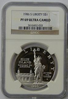 1986 S NGC PF69 STATUE OF LIBERTY PROOF SILVER DOLLAR COIN