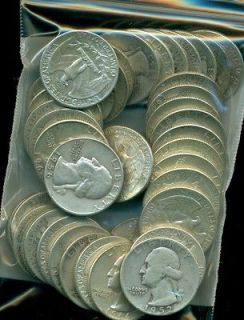 ROLL OF 40 SILVER WASHINGTON QUARTERS  Sold at MELT Value~