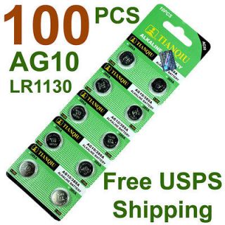 100 PCS LR1130 AG10 389 Alkaline Battery 1.5V Watch Calculator US 