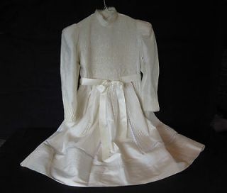 Vintage 1960s Smocked Beaded 100% Silk Dress Quinceanera Cotillion 