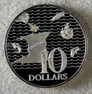 Trinidad and Tobago 1973 Solid Sterling Silver,$ 10 dollars  TWO COINS