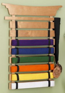 New Wooden Martial Arts Karate Belt Wall Display Holder