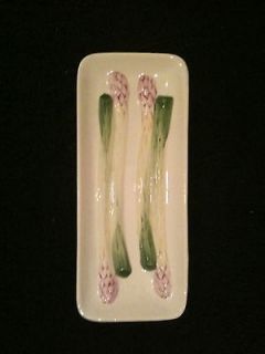 Vtg Asparagus Serving Dish Made in Portugal by Olfaire Sage Green 
