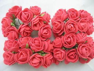 24 red Roses Artificial Flower Heads Wedding Card Craft Lot 0.8 