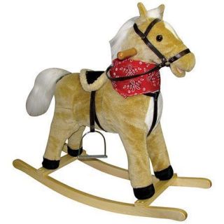   MEMORIES Plush Blonde Rocking Horse Moving Mouth/Tail Kids Riding Toy