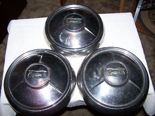 VINTAGE Chevrolet Dog Dish Hub Caps. Set of three. 1940s 50s 