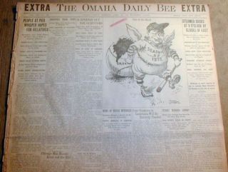 Original 4 19 1912 Omaha Bee NEBRASKA newspaper TITANIC STRIKES 