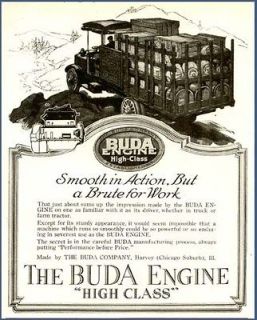 BRUTE FOR WORK   1918 BUDA HIGH CLASS TRUCK ENGINE AD