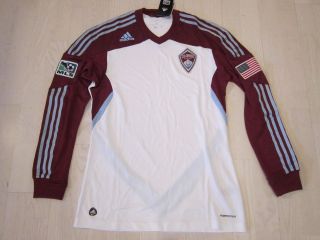 NWT Adidas Authentic MLS Colorado Rapids LS Adult Soccer Jersey White 
