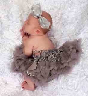 XMAS Newborn Baby Infant Girls Silver Gray Pettiskirt Party Skirt Tutu 