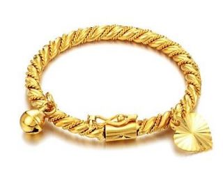 New 9k Gold Filled Bells Baby Children Bangle Bracelet Free Ship