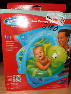New Swim Ways Turtle Baby Float with Adjustable/ removeable Canopy