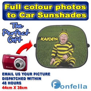 NEW   PERSONALISED CAR SUN SHADE x 1   Screen Custom Children Window 