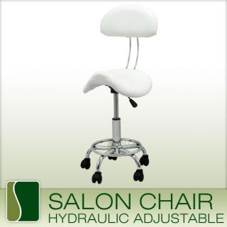   Stool Adjustable Height Chair w / Back BEAUTY Salon Massage White