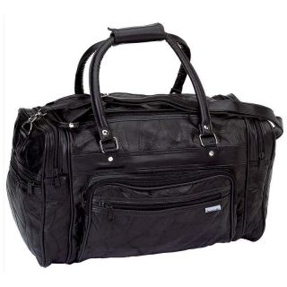 New Large Black Leather Gym Bag Travel Carry On Tote Duffle Satchel 