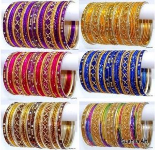   Dance Sari Matching Metal Bangles Costume Bracelet Set of 26 Churi